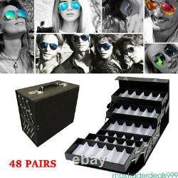 48 Slot Black PU Leather Sunglasses Display Case Luxury Sunglass Glasses Display