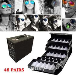 48-Slot Eyeglasses Sunglasses Display Case Storage Organizer Trolly Box