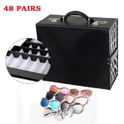 48-Slot Eyeglasses Sunglasses Display Case Storage Organizer Trolly Box NEW