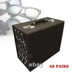 48-Slot Eyeglasses Sunglasses Display Case Storage Organizer Trolly Box NEW