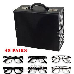 48 Slots Portable Eyeglasses Storage Case Sunglasses Organizer Display Box Black