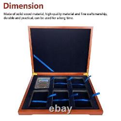 4PCS Wood Display Storage Box Case for 6 Certified PCGS NGC Coin Slab Holder US
