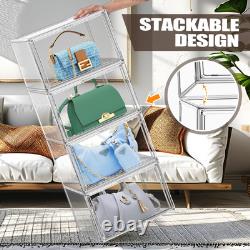 4Pack Purse Organizer for Closet Clear Acrylic Display Case for Handbag Storage