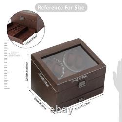 4+6 Automatic Rotation Leather Wood Watch Winder Storage Box Display Case