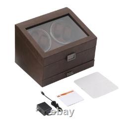4+6 Automatic Rotation Leather Wood Watch Winder Storage Box Display Case