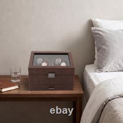 4+6 Automatic Rotation Leather Wood Watch Winder Storage Box Display Case