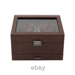 4+6 Automatic Rotation Leather Wood Watch Winder Storage Box Display Case
