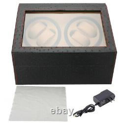 4+6 Automatic Rotation Watch Winders Display Boxes Storage Case PU Leather Black