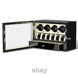 4+6 Automatic Watch Winder for 4 Watches 6 Display Storage Jewelry Drawer Case