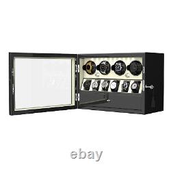 4+6 Automatic Watch Winder for 4 Watches 6 Display Storage Jewelry Drawer Case