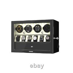4+6 Automatic Watch Winder for 4 Watches 6 Display Storage Jewelry Drawer Case
