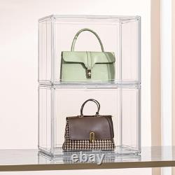 4 Pack Extra Large Clear Display Cases with Magnetic Doors for Organizing