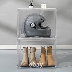 4 Pack Extra Large Clear Display Cases with Magnetic Doors for Organizing