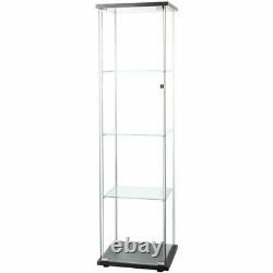 4 Shelf Glass Curio Bookshelf Display Cabinet Case Cabinet Tower Storage 64 New
