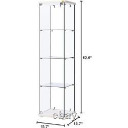 4 Shelf Glass Display Cabinet Glass Curio Cabinet Bookshelf Showcase with Lock