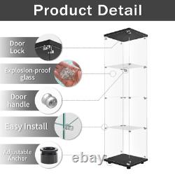 4 Shelf Glass Display Cabinet Glass Curio Cabinets Bookshelf Display Trophy Case