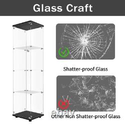 4 Shelf Glass Display Cabinet Glass Curio Cabinets Bookshelf Display Trophy Case