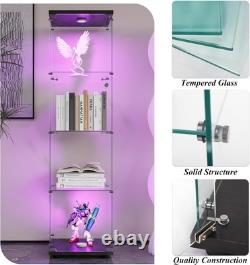 4-Shelf Glass Display Cabinet withLED & Lock, Curio Cabinets Display Case Storage
