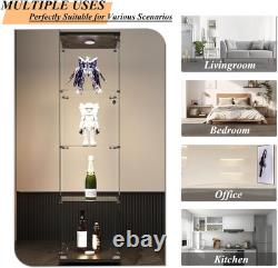4-Shelf Glass Display Cabinet withLED & Lock, Curio Cabinets Display Case Storage