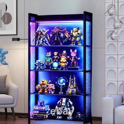 4-Tier Display Cabinet with LED Lights Open Storage Shelf for Collectibles