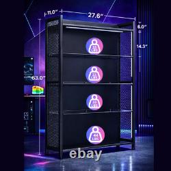 4-Tier Display Cabinet with LED Lights Open Storage Shelf for Collectibles