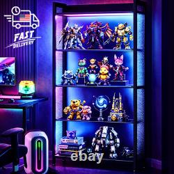 4-Tier Display Cabinet with LED Lights Open Storage Shelf for Collectibles