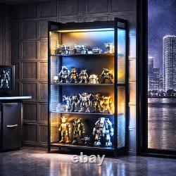 4-Tier Display Cabinet with LED Lights Open Storage Shelf for Collectibles