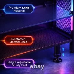 4-Tier Display Cabinet with LED Lights Open Storage Shelf for Collectibles