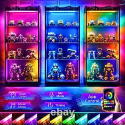 4-Tier Display Cabinet with LED Lights Open Storage Shelf for Collectibles