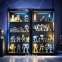 4-Tier Display Cabinet with LED Lights Open Storage Shelf for Collectibles