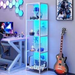 4-Tier LED Display Case for Collectibles Curio Cabinet Floor Lamp White 59 Inch