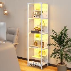4-Tier LED Display Case for Collectibles Curio Cabinet Floor Lamp White 59 Inch