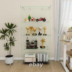 4-Tier Tempered Glass Display Case Curio Storage Cabinet with5 Dynamic LED Modes