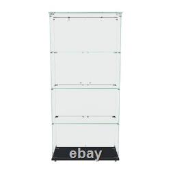 4-Tier Tempered Glass Display Case Curio Storage Cabinet with5 Dynamic LED Modes