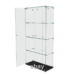 4-Tier Tempered Glass Display Case Curio Storage Cabinet with5 Dynamic LED Modes
