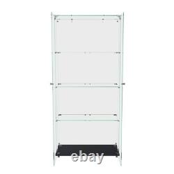 4-Tier Tempered Glass Display Case Curio Storage Cabinet with5 Dynamic LED Modes
