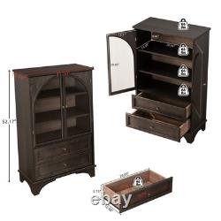 52.17H Glass Door Display Case Storage Cabinet with 2 Drawers and Adjustable