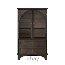52.17H Glass Door Display Case Storage Cabinet with 2 Drawers and Adjustable