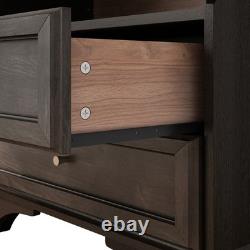 52.17H Glass Door Display Case Storage Cabinet with 2 Drawers and Adjustable