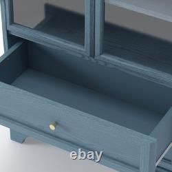 52.17 Glass Door Display Case Storage Cabinet with 2 Drawers & Adjustable Shelf