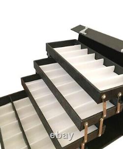 56Pcs Eyeglasses Display Case PU Leather Foldable Eyewear Storage Box Suitcase