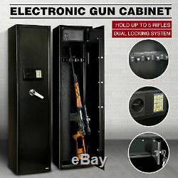 5 Rifle Gun Storage Safe Electronic Lock Cabinet Lockbox Case Fire Arm Steel