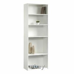 5-Shelf Bookcase Adjustable Contemporary Office Library Display Storage White