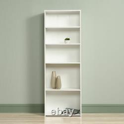 5-Shelf Bookcase Adjustable Contemporary Office Library Display Storage White