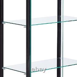 5 Shelf Glass Shelves Curio Cabinet Display Case Showcase Storage Black Art Wood