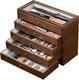 5-tier Large Knife Display Case & Organizer, Wooden Pocket Knife Storage Box Wit