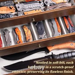 5-Tier Large Knife Display Case & Organizer, Wooden Pocket Knife Storage Box wit
