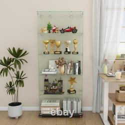 5-Tier Tempered Glass Display Case Curio Storage Cabinet with5 Dynamic LED Modes