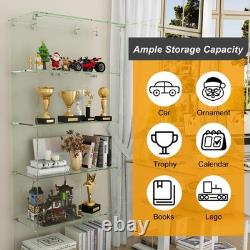 5-Tier Tempered Glass Display Case Curio Storage Cabinet with5 Dynamic LED Modes