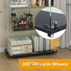 5-Tier Tempered Glass Display Case Curio Storage Cabinet with5 Dynamic LED Modes